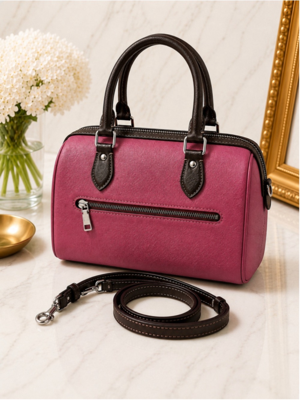 NEW Coach Rowan Satchel Light Raspberry Multi Crossgrain Leather CH317 | NWOT - Picture 3 of 8